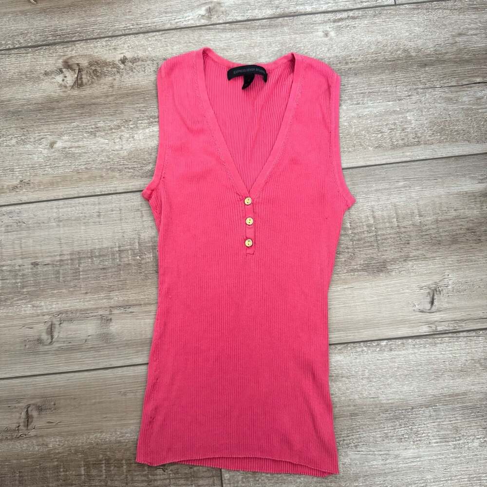Express Pink Ribbed Tank Top Size S